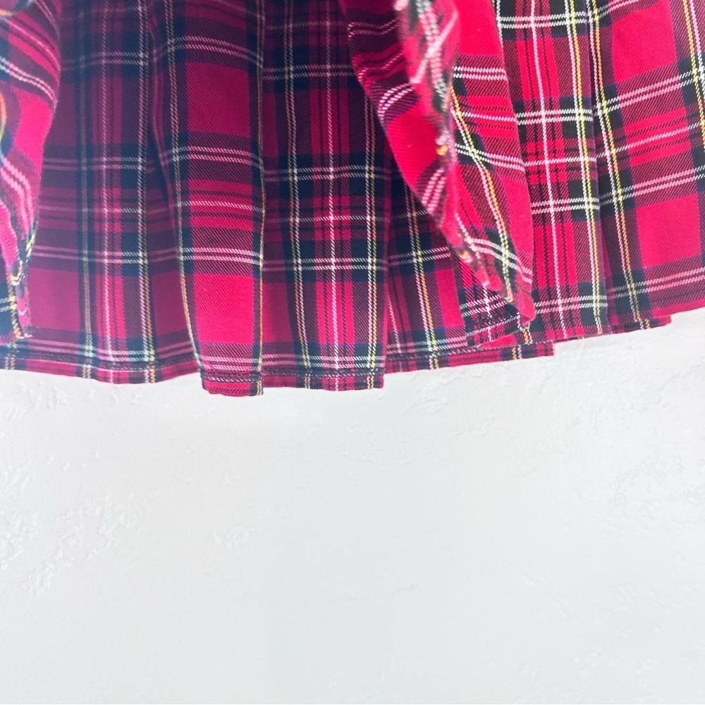 Royal Bones Y2K 90s Mini Pleated Red Tartan Plaid Skirt L Academia Punk Goth - Picture 4 of 14